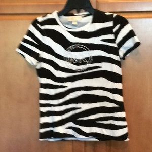 Michael Kors black and white t-shirt tee with initials MK bling